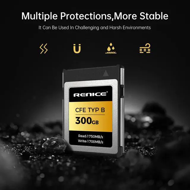Alt view image 6 of 6 - RENICE 300GB CFexpress Type B 4.0 Memory Card- Up to 1750MB/ s Read Speed- 1700MB s Write-Support 12K HD Videos -for Photographer-videographers pSLC