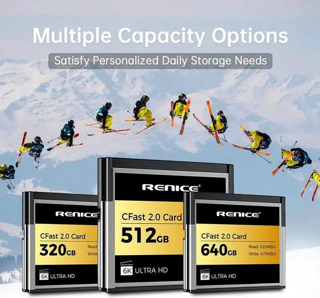 Alt view image 3 of 6 - RENICE 320GB CFast 2.0 Memory Card- up to 520MB/s Read -RAW 6K HD Video Recording- For photographers-pSLC Mode