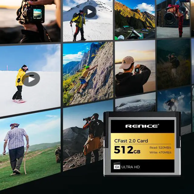 Alt view image 3 of 6 - RENICE 512GB CFast 2.0 Memory Card-Up to 520MB/s Read -RAW 6K HD Video For Videographers & Filmmakers