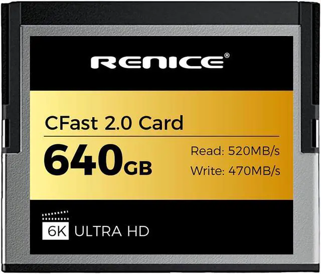 Main image of RENICE 640GB CFast 2.0 Memory Card- up to 520MB/s Read Speed-RAW 6K HD Video Recording- For photographers, Videographer