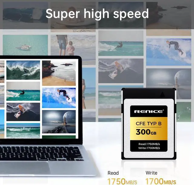 Alt view image 2 of 7 - RENICE CFexpress Type B Memory Card 300GB Read 1750MB/S Write 1700MB/S Adopt PCIe for Professional Camera Photographer Support 12K Videos