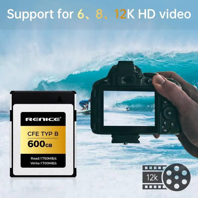 Alt view image 3 of 7 - RENICE CFexpress Type B Memory Card 600GB Read 1750MB/s Write 1700MB/s 12K Video Support for Professional Photographers Using PCIe