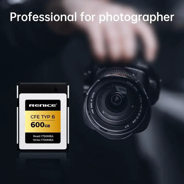 Alt view image 6 of 7 - RENICE CFexpress Type B Memory Card 600GB Read 1750MB/s Write 1700MB/s 12K Video Support for Professional Photographers Using PCIe