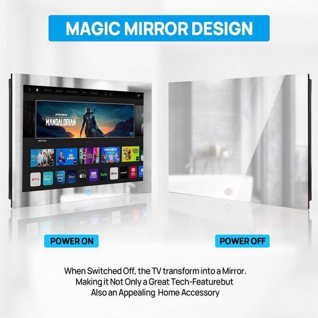Alt view image 5 of 7 - Haocrown 15.6 Inch Waterproof Bathroom TV Smart Mirror Touch Screen Android 11 Television Built-in 2.4G/5G Wi-Fi Bluetooth (HG156BM, 2023)