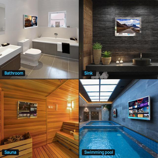 Alt view image 7 of 7 - Haocrown 15.6 Inch Waterproof Bathroom TV Smart Mirror Touch Screen Android 11 Television Built-in 2.4G/5G Wi-Fi Bluetooth (HG156BM, 2023)