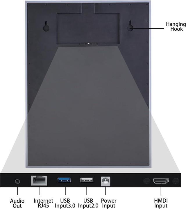 Alt view image 5 of 6 - Haocrown LED Bathroom Mirror with 21.5" Full Touch Screen Smart TV, 24x32 inch Backlit Lighted Vanity Mirror, Android 11 OS/Bluetooth Wi-Fi /3 Colors Dimmable LED Light Vertical Wall Mounted