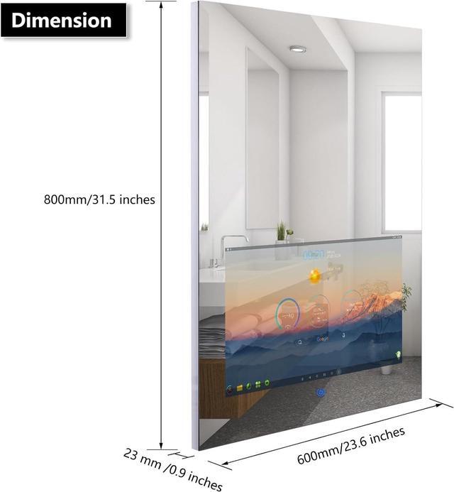 Alt view image 4 of 6 - Haocrown LED Bathroom Mirror with 21.5" Full Touch Screen Smart TV, 24x32 inch Backlit Lighted Vanity Mirror, Android 11 OS/Bluetooth Wi-Fi /3 Colors Dimmable LED Light Vertical Wall Mounted