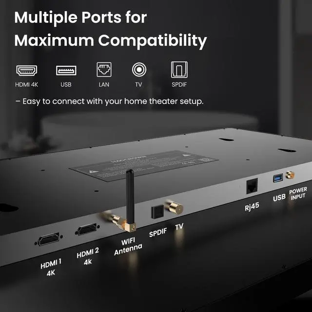 Alt view image 5 of 7 - Haocrown 32 Inch 4K Ultra HD Smart Mirror Bathroom TV, IP66 Waterproof Android 13 TV with Voice Remote, Google Assistant & ATSC Tuner, 2+32GB (Silver Frame 2025 Model)