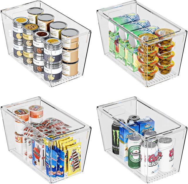 Clear Storage Bins with Lids Stackable, 4 Pack Clear Pantry