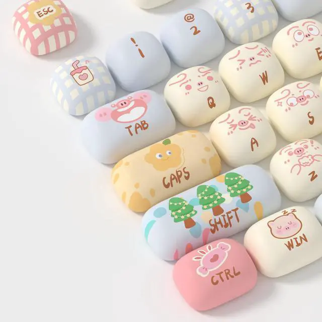 Alt view image 5 of 7 - Akko PBT Keycap Set, Piggy Party Keycaps MOG Profile 139-Key Keycaps for Mechanical Keyboards