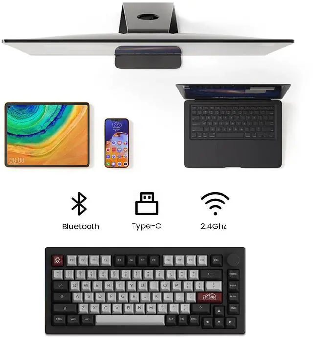 Alt view image 2 of 6 - Akko Dracula Castle Mechanical Keyboard 5075B Plus 75% RGB Hot-swappable Keyboard with Knob, Multi-Modes 
Gaming Keyboard with PBT Double Shot ASA Profile Keycaps Creamy Blue Pre Lubed Switch