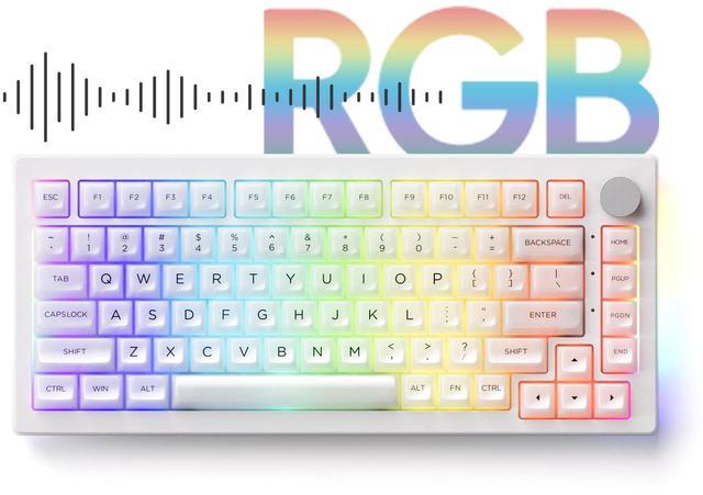 Alt view image 2 of 7 - Akko 5075B Plus Shine-Through Mechanical Keyboard 75% RGB Hot-swappable Clear Transparent Gaming Keyboard with Knob, White Keyboard with PC ASA Profile Keycaps V3 Piano Pro