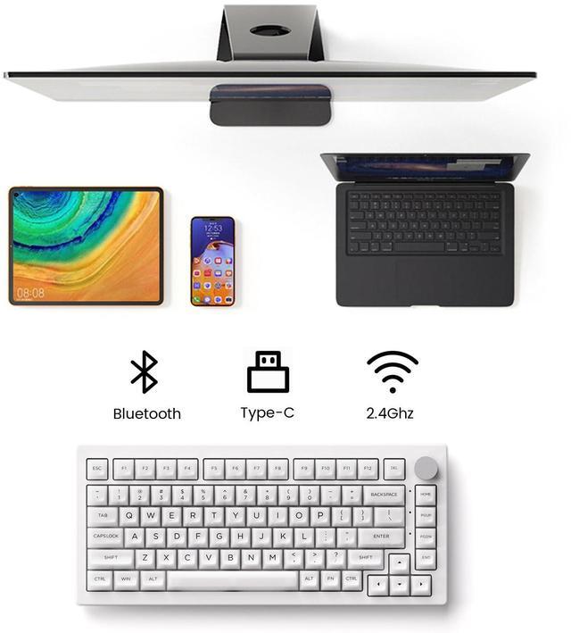 Alt view image 6 of 7 - Akko 5075B Plus Shine-Through Mechanical Keyboard 75% RGB Hot-swappable Clear Transparent Gaming Keyboard with Knob, White Keyboard with PC ASA Profile Keycaps V3 Piano Pro