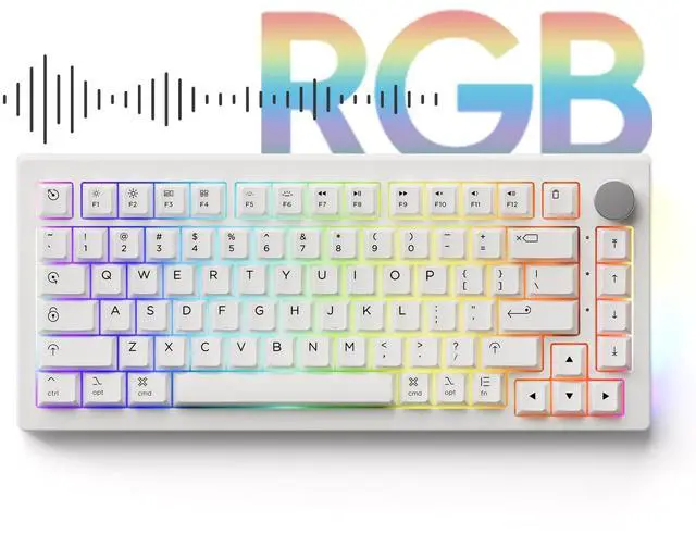 Alt view image 3 of 7 - Akko 5075B Plus Air 75% Mechanical Keyboard Gasket Mount Hot Swappable RGB Wireless/Bluetooth/Wired Gaming Keyboard with PBT Dye-Sub Cherry Profile Keycaps for Mac/Win/WebV3 Piano Pro Switch