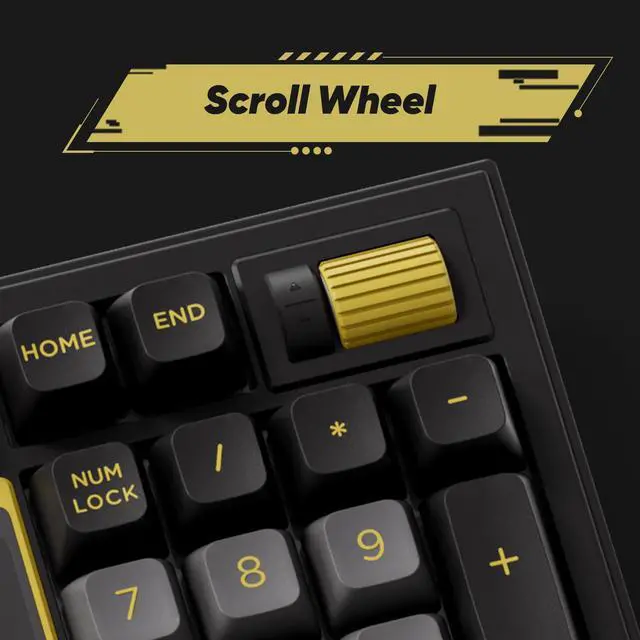 Alt view image 4 of 7 - Akko 5098B Wireless Gaming Keyboard with Screen, Black & Gold Hot-Swappable Mechanical Keyboard with Scroll Wheel Numberpad, RGB Gasket, Piano Pre Lubed Switch