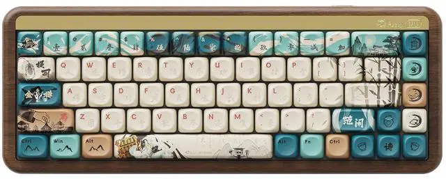 Main image of Akko Mechanical Gaming Keyboard with Walnut Wooden Case, MU01 Joy of Life 65% 68-Key RGB 2.4G Wireless/Bluetooth/Wired Hot-swappable Keyboard with PBT Dye-Sub Keycaps for Mac & Win
