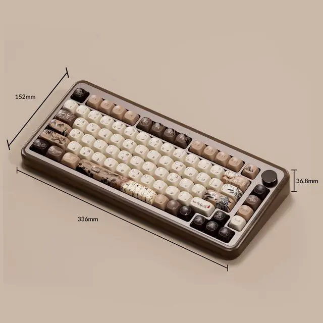 Alt view image 7 of 7 - Akko MU02 Mechanical Keyboard with Walnut Wooden Case 75% RGB 2.4G Wireless/Bluetooth/Wired Hot-Swappable Gaming Keyboard with PBT Dye-Sub Keycaps for Mac & Win (Mountain Seclusion, Rosewood Switch )