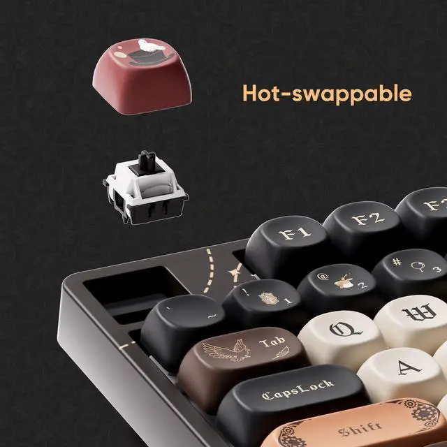 Alt view image 2 of 7 - Akko Wireless Gaming Keyboard The Lord of Mysteries 5108B Plus Hot-Swappable Tri-mode Mechanical Keyboard RGB Backlight, Piano Pre Lubed Switch