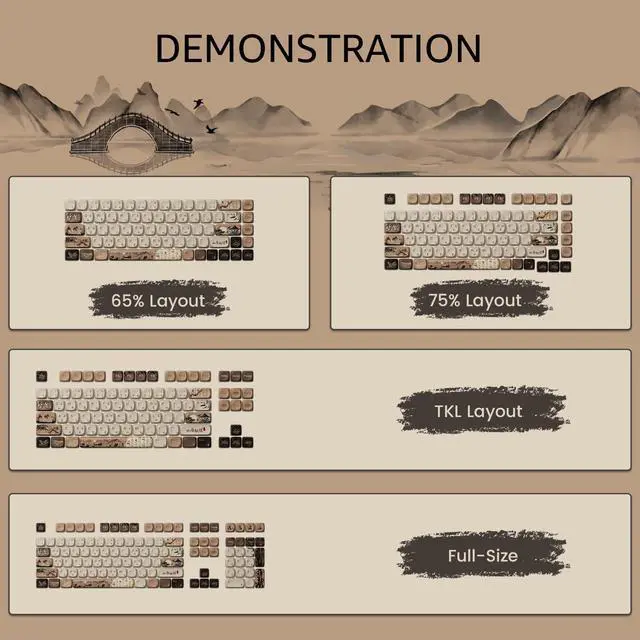 Alt view image 3 of 7 - Akko PBT Keycaps Set, Mountain Seclusion MOA Profile 140-Key PBT Keycaps for Mechanical Keyboards