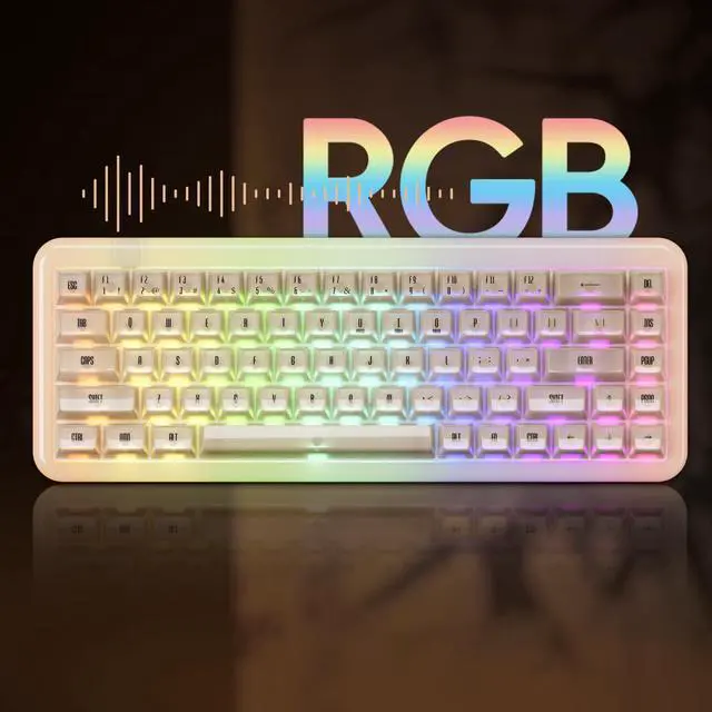 Alt view image 2 of 7 - Akko YU01 Mechanical Keyboard Hot Swappable Gaming Keyboard with Transparent Keycaps RGB Backlit 2.4G Wireless/Bluetooth/Wired 68-key Keyboard for Mac & Win ( Antique Jade, V3 Piano Pro Switch)