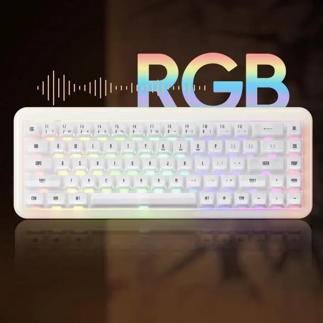 Alt view image 2 of 7 - Akko YU01 Mechanical Keyboard Hot Swappable Gaming Keyboard with Transparent Keycaps RGB Backlit 2.4G Wireless/Bluetooth/Wired 68-key Keyboard for Mac & Win ( White Jade, V3 Piano Pro Switch)