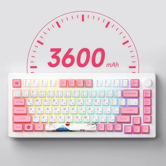 Alt view image 5 of 7 - Akko Magnetic Switches Rapid Trigger Gaming Keyboard, MOD007B HE PC World Tour Tokyo Wired/Wireless 75% 8k Polling Rate Mechanical Keyboard with Knob, RGB Backlit (Kailh Sakura Pink Magnetic Switch)
