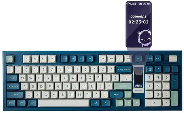 Main image of Akko 5098B Wireless Gaming Keyboard with Screen, Ink Green Mechanical Keyboard with Scroll Wheel, Hot-Swappable Gaming Keyboard with Numberpad, RGB Gasket Keyboard, Kailh Ice Cream Pink Switch