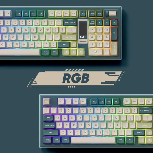 Alt view image 4 of 6 - Akko 5098B Wireless Gaming Keyboard with Screen, Ink Green Mechanical Keyboard with Scroll Wheel, Hot-Swappable Gaming Keyboard with Numberpad, RGB Gasket Keyboard, Kailh Ice Cream Pink Switch