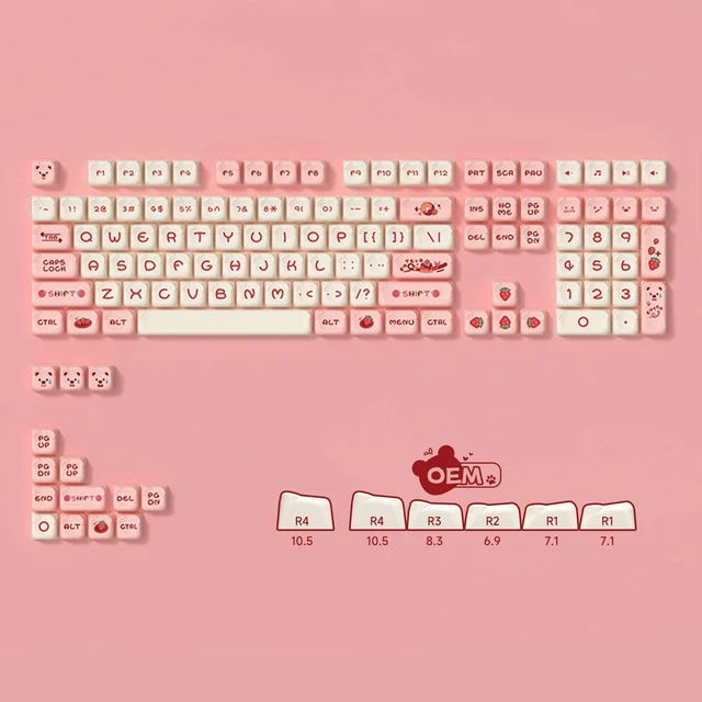 Akko PBT Keycaps Set, Dim Sum Bear OEM Profile 122-Key PBT Keycaps for ...