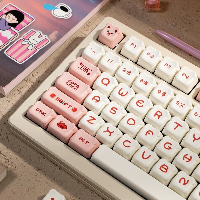 Akko PBT Keycaps Set, Dim Sum Bear OEM Profile 122-Key PBT Keycaps for ...