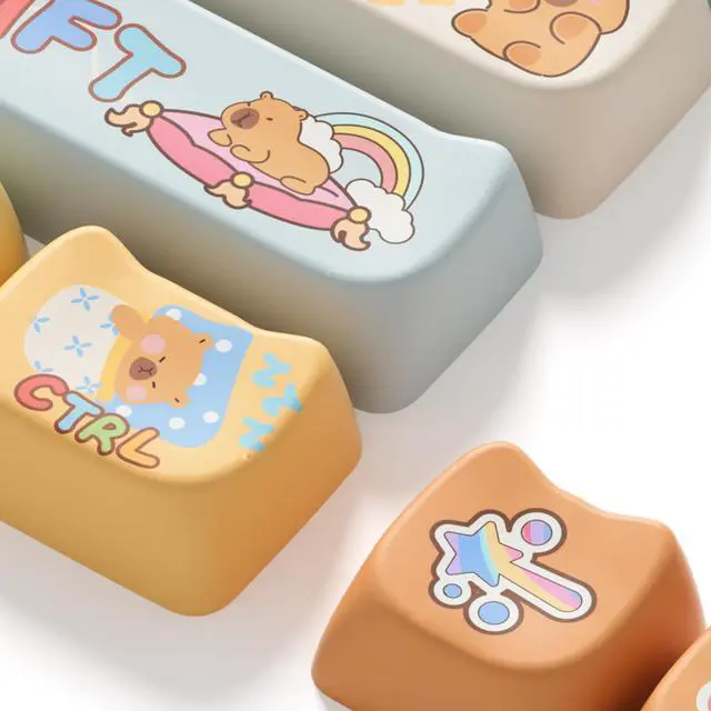 Alt view image 6 of 7 - Akko PBT Keycaps Set, Capybara Keycap MAO Profile 142-Key Keycaps for Mechanical Keyboards