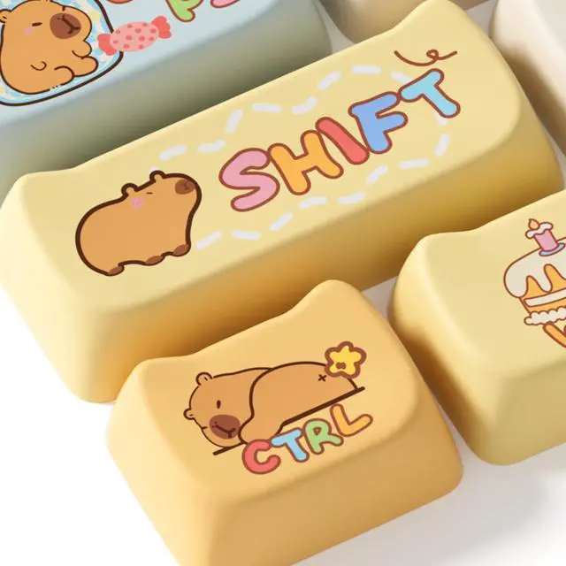 Alt view image 7 of 7 - Akko PBT Keycaps Set, Capybara Keycap MAO Profile 142-Key Keycaps for Mechanical Keyboards