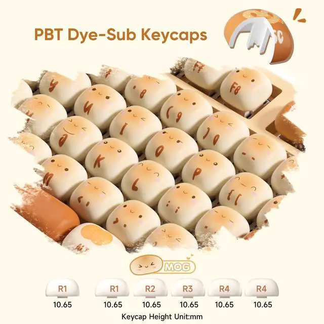 Alt view image 4 of 6 - MG75W Bun Wonderland Wireless Mechanical Keyboard 75% Hot-Swappable Dual-Mode Gaming Keyboard with PBT Dye-Sub MOG Profile Keycaps (Akko V3 Piano Switch Switch)