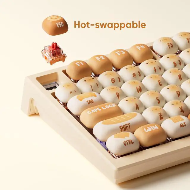 Alt view image 3 of 6 - MG75W Bun Wonderland Wireless Mechanical Keyboard 75% Hot-Swappable Dual-Mode Gaming Keyboard with PBT Dye-Sub MOG Profile Keycaps (Akko V3 Piano Switch Switch)