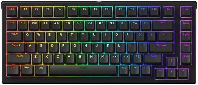 Main image of Monsgeek Rapid Trigger Gaming Keyboard with Magnetic Switches, 75% Wired Mechanical Keyboard MG75S HE Black Shine-through 8k Magnetic Switch (Kailh Pink Magnetic)
