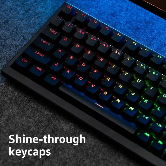 Alt view image 2 of 6 - Monsgeek Rapid Trigger Gaming Keyboard with Magnetic Switches, 75% Wired Mechanical Keyboard MG75S HE Black Shine-through 8k Magnetic Switch (Kailh Pink Magnetic)