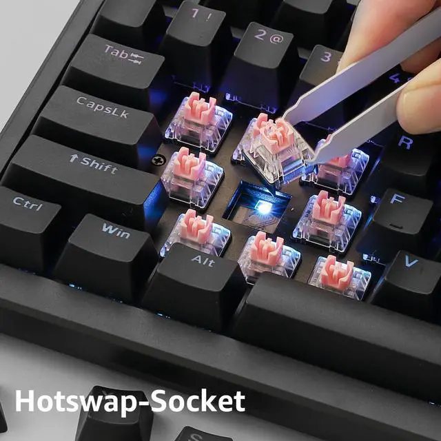 Alt view image 3 of 6 - Monsgeek Rapid Trigger Gaming Keyboard with Magnetic Switches, 75% Wired Mechanical Keyboard MG75S HE Black Shine-through 8k Magnetic Switch (Kailh Pink Magnetic)