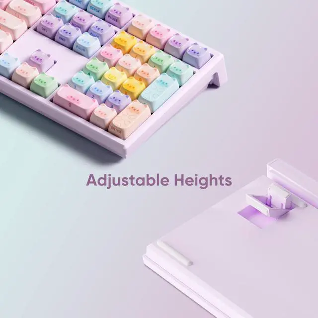 Alt view image 5 of 7 - MONSGEEK AKKO MG108B Colorful Cats Mechanical Keyboard Hot-Swappable Multi-Mode Gaming Keyboard with PBT Dye-Sub MAO Profile Keycaps Pre Lubed Piano Switch