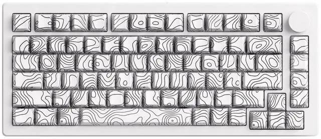 Main image of M1 V5 Aluminum Mechanical Keyboard 75% Topographic Theme Quick Release Gaming Keyboard with Knob, 8000 mAH RGB Hot-swappable White Custom Keyboard with Side-printed Keycaps Pre lubed Piano Switch