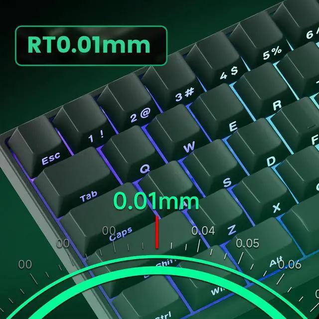 Alt view image 5 of 7 - MONSGEEK FUN60 Pro Rapid Trigger Gaming Keyboard 8k SP Magnetic Switch HE Keyboard Multi-Modes Wireless 60% Black Shine-Through (Glare Magnetic Switch)