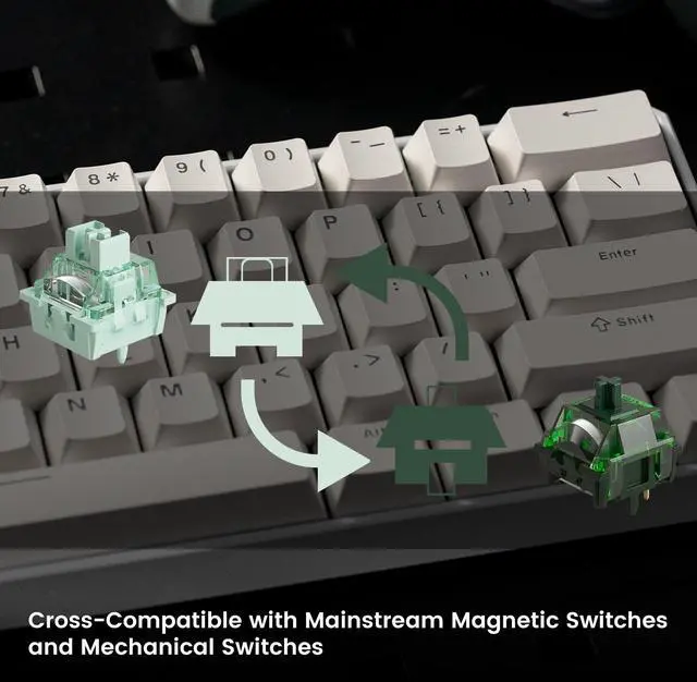 Alt view image 2 of 7 - MONSGEEK FUN60 Ultra Rapid Trigger Gaming Keyboard 8k Magnetic Switch TMR Aluminum Wired Keyboard 60% White Shine-Through MagMech, Glare Magnetic Switch