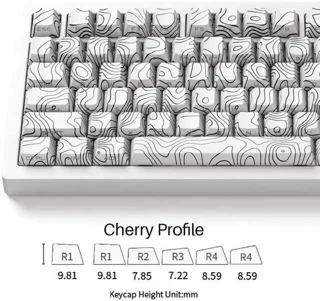 Alt view image 7 of 7 - M1 V5 Aluminum Mechanical Keyboard 75% Topographic Theme Quick Release Gaming Keyboard with Knob, 8000 mAH RGB Hot-swappable White Custom Keyboard with Side-printed Keycaps Pre lubed Piano Switch