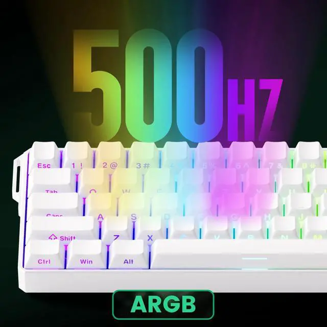 Alt view image 7 of 7 - MONSGEEK FUN60 Ultra Rapid Trigger Gaming Keyboard 8k SP Magnetic Switch HE Aluminum Wired Keyboard 60% White Shine-Through, Glare Magnetic Switch