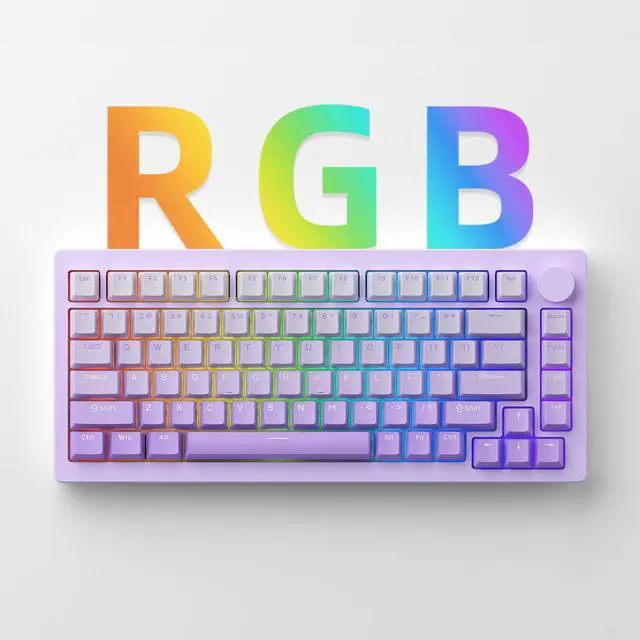 Alt view image 2 of 7 - MonsGeek M1W V3 Aluminum Mechanical Keyboard 75% RGB Hot-swappable Gaming Keyboard with Knob, 6000 mAH RGB Gradient Purple with PBT Double Shot Keycaps V3 Piano Pro