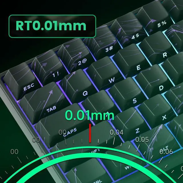 Alt view image 2 of 7 - MONSGEEK FUN60 MAX Rapid Trigger Gaming Keyboard 8k SP Magnetic Switch HE Keyboard Multi-Modes Wireless 60% Nebula Black, Glare Magnetic Switch