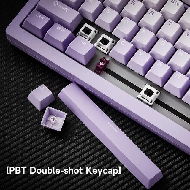 Alt view image 6 of 7 - MonsGeek M1W V3 Aluminum Mechanical Keyboard 75% RGB Hot-swappable Gaming Keyboard with Knob, 6000 mAH RGB Gradient Purple with PBT Double Shot Keycaps V3 Piano Pro