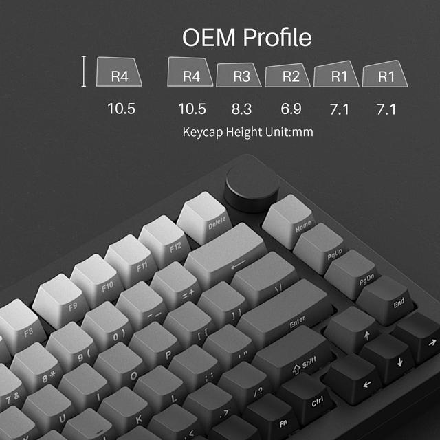 Alt view image 3 of 7 - MonsGeek M1W V3 Aluminum Mechanical Keyboard 75% RGB Hot-swappable Gaming Keyboard with Knob, 6000 mAH RGB Gradient Black Custom with PBT Double Shot Keycaps Rosewood Switch