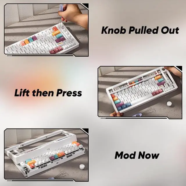 Alt view image 2 of 7 - MONSGEEK M1 V5 VIA Aluminum Mechanical Keyboard 75% Quick Release Gaming Keyboard with Knob 8000 mAh RGB Hot-swappable Pre-lubed Rosewood Switch