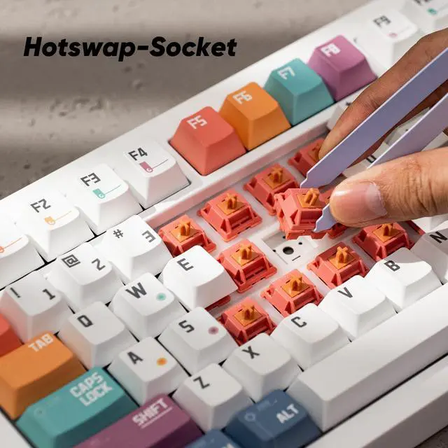 Alt view image 3 of 7 - MONSGEEK M1 V5 VIA Aluminum Mechanical Keyboard 75% Quick Release Gaming Keyboard with Knob 8000 mAh RGB Hot-swappable Pre-lubed Rosewood Switch
