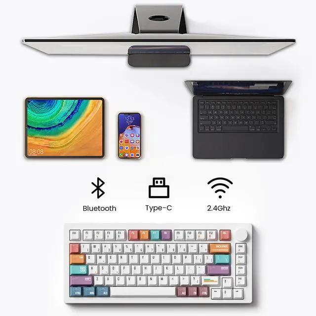 Alt view image 7 of 7 - MONSGEEK M1 V5 VIA Aluminum Mechanical Keyboard 75% Quick Release Gaming Keyboard with Knob 8000 mAh RGB Hot-swappable Pre-lubed Rosewood Switch